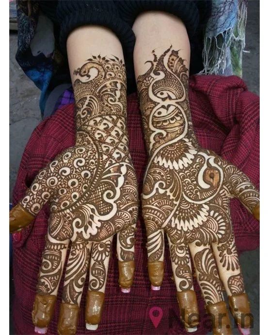 Butterfly Inspired Vibrant Front Full Hand Mehndi Design